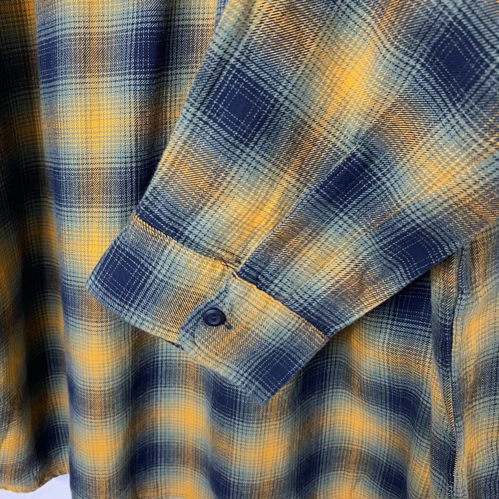 Levis Mens 3XL Flannel Button Up Shirt The Worker Relaxed Fit Plaid Orange Multi